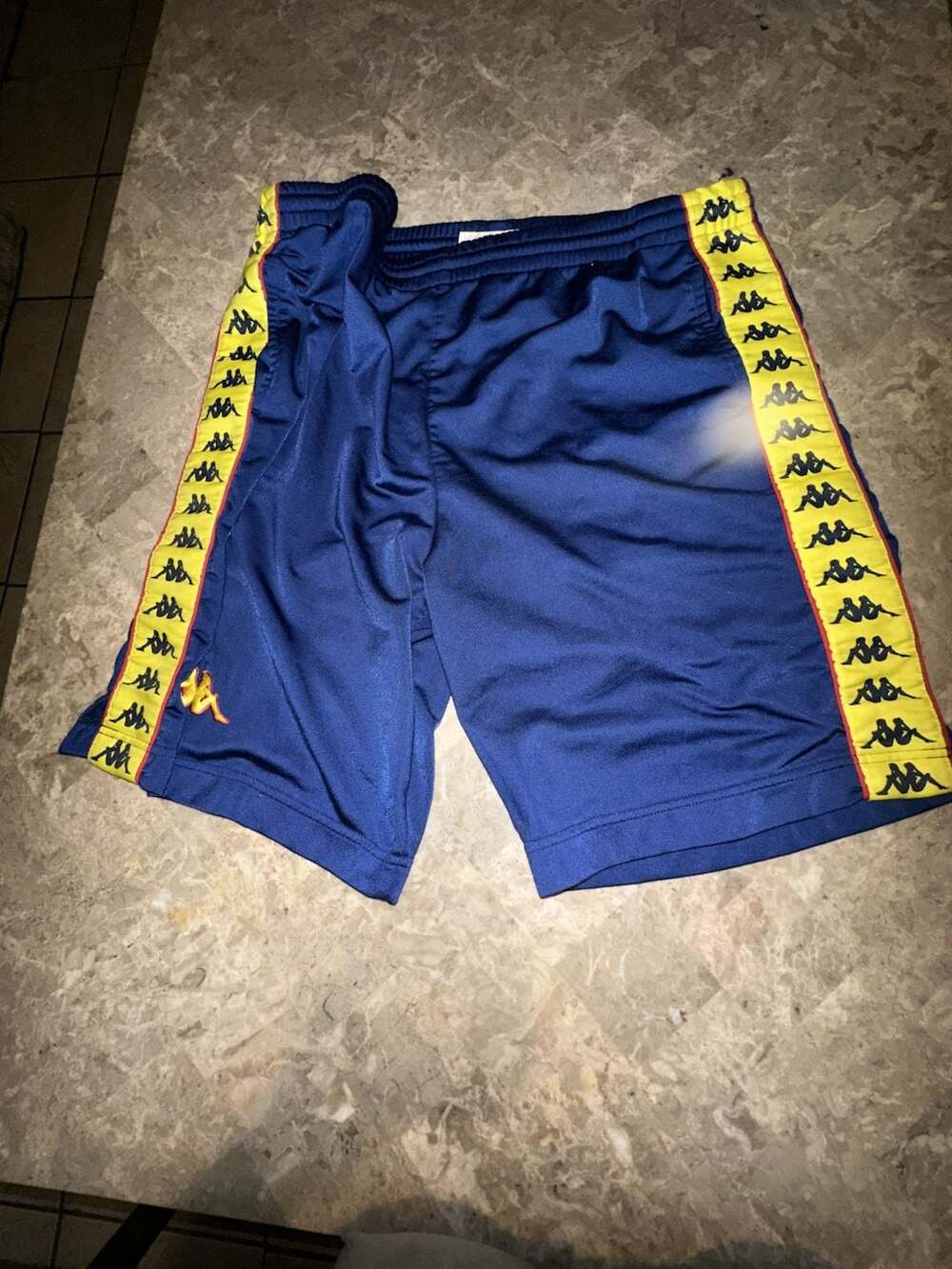 Vintage Kappa 222 Banda Logo Tape Athletic Shorts Blue Yellow adult XL